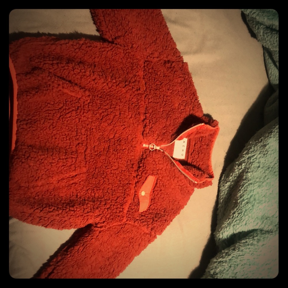 Orange- brown Sherpa sweater